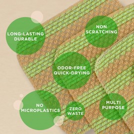 mibboom's Non-Scratch Kitchen Dish Scrubber Pads – Durable, Odor-Free, Reusable PLA Scouring Pads for Dishes, 4-Pack, 7.3x7.5in