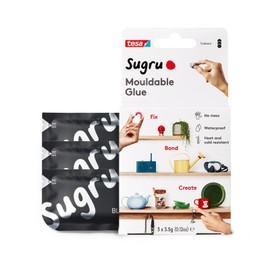 tesa Tesa Sugru Super Glue - Waterproof Glue for Home Improvement + Craft Glue Projects - Versatile Wood Glue, Poster Putty or Silicone Adhesive for Fixing, Repairing + Bonding - 3 Pack - Black (3.5g/ea)