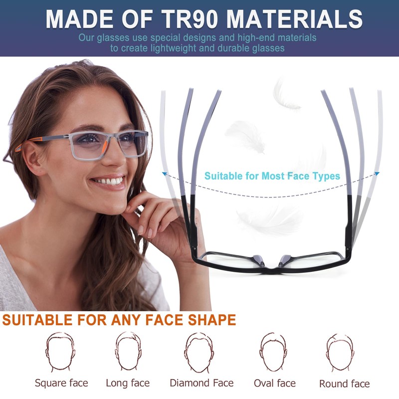 BLOEXCLU 4 Pack Progressive Multifocus Reading Glasses for Men Women