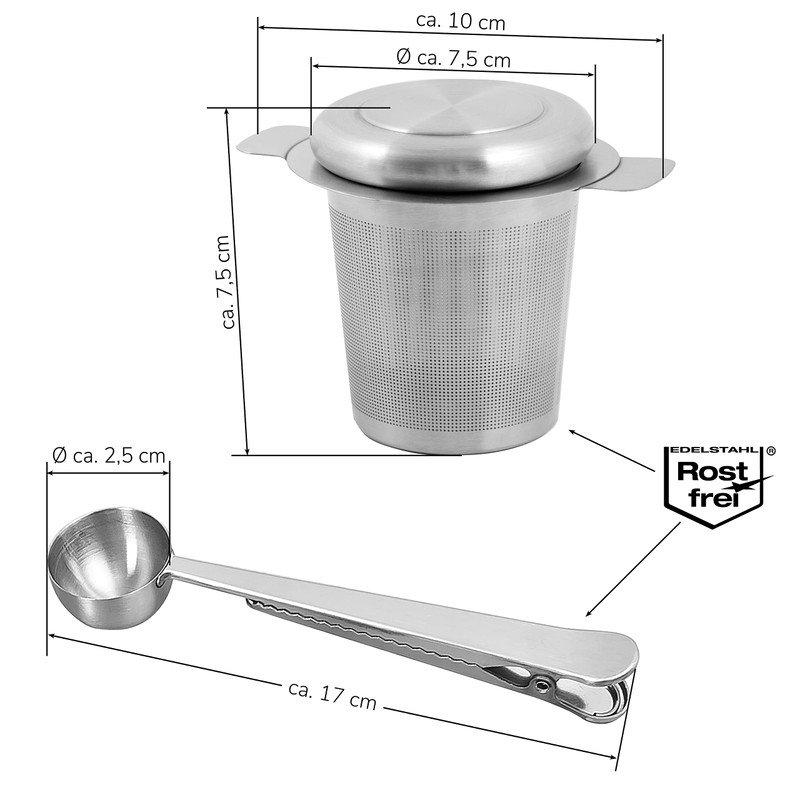bremermann Coffee Spoon with Locking Clip and Stainless Steel Tea