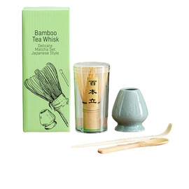 100 pcs Tea Utensils, Chasen, Chasen Whisk Set, Set of 4, Curving Chasen Rest, Matcha Tea Point, Perfect Setting for Preparing Traditional Japanese Matcha Cup, Tea Utensil Set, Matcha Whisk Set