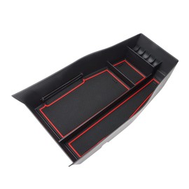 MARCHFA Storage Compartment Centre Console for Ioniq 5 2022 2023, Car Accessory Organiser Storage Box Holder Shelf (Red)