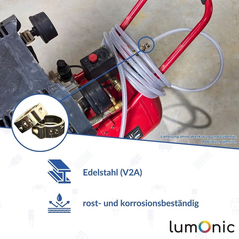 Lumonic I 2 x 1-Ear Clamp 7.3-9.0 mm I V2A