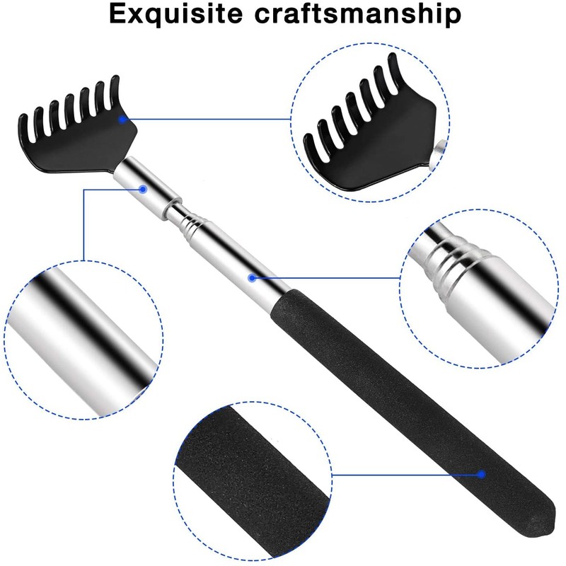 Kuvvfe 2 Pack Portable Extendable Back Scratcher, Stainless Steel Telescoping