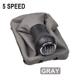 Kakulkomen 5 Speed Gear Stick Shift Knob Leather Boot for VW Beetle 1998 1999 2000 2001 2002 2003 2004 2005 2006 2007 2008 2009 2010 (Gray)