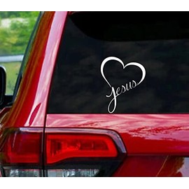 J Heart White Decal Sticker Wall, Window,Car, Suvs White 5.5 inch