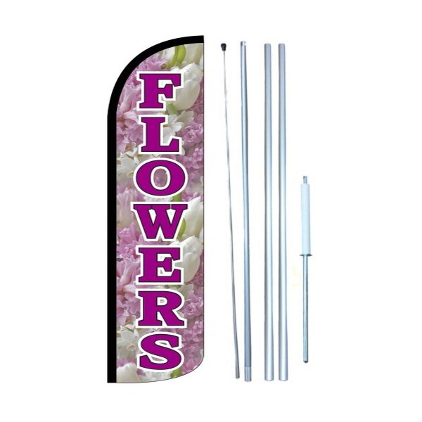 Flowers Swooper Windless Flag Kit (full sleeve) 3ft X 11.5ft