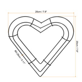 PATIKIL 8 Inch Christmas Wire Wreath Frame, Metal Heart Shape Dream Catcher Rings Macrame Wreath Floral Hoop for Home Car DIY Craft Wedding Wall Hanging Decorations, Black