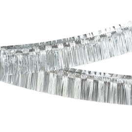 AIYONG Pack of 3 Iridescent Metallic Fringe Garland, 300 cm x 30 cm Float Fringe Curtains, Shiny Tassels Foil, Pendant Decorations for Wedding, Birthday, Party, Graduation, Silver