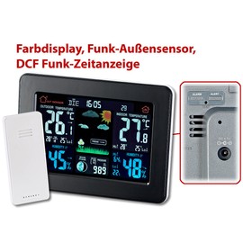 Infactory Weather Station with Colour Display Wireless Outdoor Sensor, DCF/Good Time