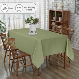 Table Cloth Rectangular 30% Linen and 70% Cotton Hem Stitched 1 Pack - 54x72 Inch - Dark Green /Martini Olive / Avocado