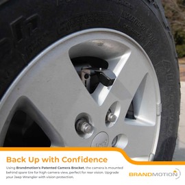 Brandmotion SummitView Jeep Wrangler JK (2007-2018) JL(2018-2021) Adjustable Rear Vision Camera System for Aftermarket Display SUTV-8848 Stainless Steel Bracket for Any Wheel | Seamless Integration