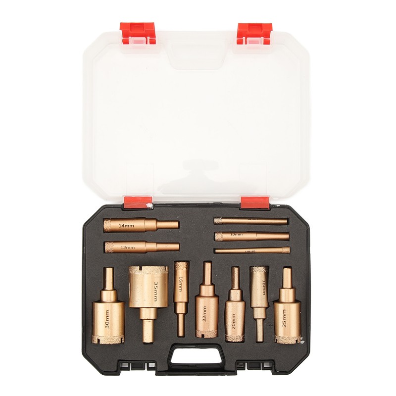 12Pcs Brazed Hole Drill Bit Hole Saw Dry Wet Cut