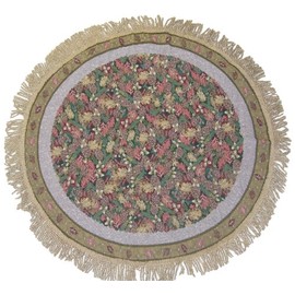 DaDa Bedding Christmas Fiesta Woven Table Cloth Floral Print Motif Round Circle Tapestry - 36"