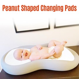 SUNTUE Changing Pad Liner,Peanut Shape Changing Pad Cover,Waterproof,Washable,Thicker and Non-Slip,Chaning Pad Liners -White 3 Pack