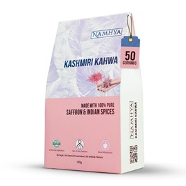 Namhya Kashmiri Kahwa with Pure Saffron, Cardamom, Cinnamon and Rose Petals | 100% NATURAL SPICES | Masala Chai Tea | Brew Hot or Iced Tea | 3.53 oz (100 Gms)