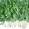 HUAHUA 40pcs Artificial Italian Ruscus Greenery Stems -Faux Green Leaf