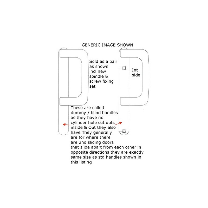 Mila Inline Patio Door Handle Pair 109mm Screw Fix White