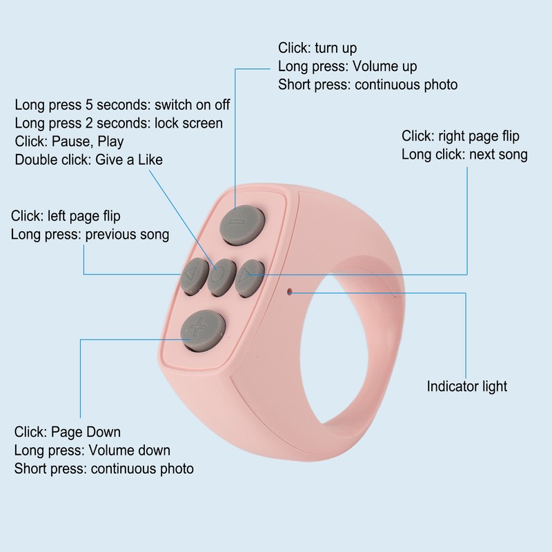 Bluetooth Remote Control Ring 10M with 200mAh Charging Compartment Remote