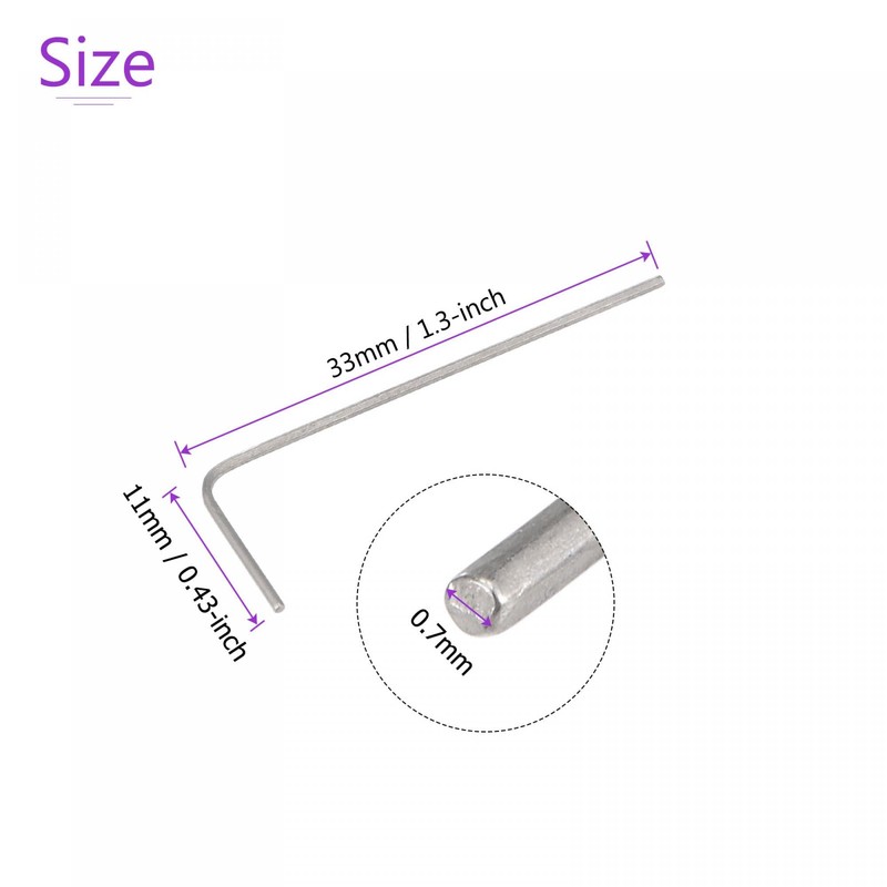 sourcing map 5 Pack 0.7mm Hex Key Wrench, L Shaped
