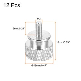QUARKZMAN Pack of 12 M3 x 6 mm Knurled Thumb Screw Computer Case Thread Screws Aluminium Alloy for PC Casing, Silver