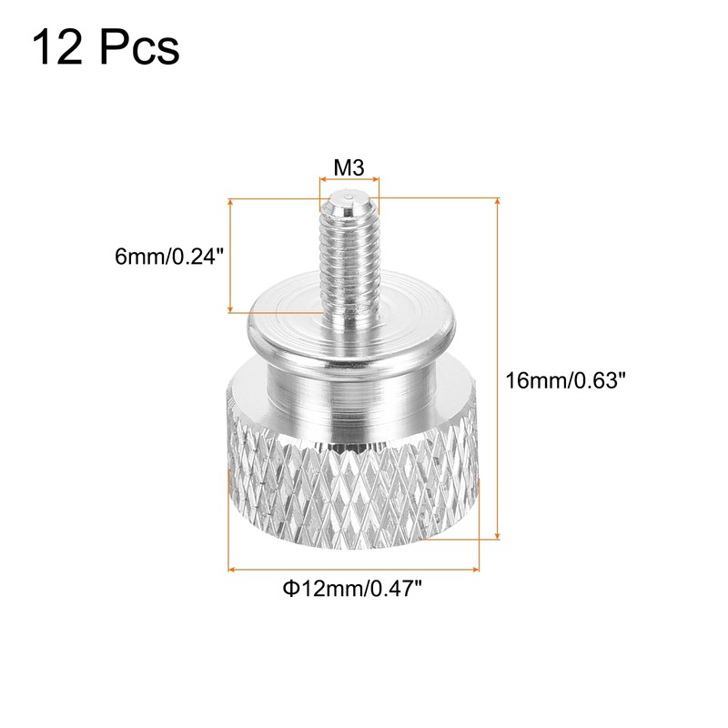 QUARKZMAN Pack of 12 M3 x 6 mm Knurled Thumb