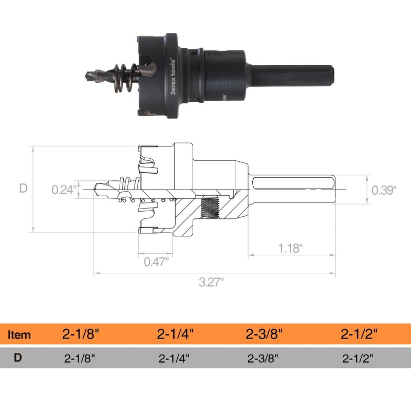 Jerax tools Tungsten Carbide Tipped Hole Cutter, 2-1/8 inch TCT