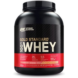 Optimum Nutrition Gold Standard 100% Whey Protein Powder, Strawberry Banana, 5 Pound (Packaging May Vary)