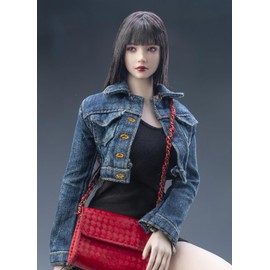 1/6 Scale Female Head Sculpt,Beauty Girl Planted Hair Head Carving for 12inch Female PH TBL JO Action Figure Body Collection (A)