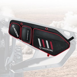 NICECNC PRO XP Front Door Bags, Synthetic 1680D Fbric, PRO XP Accessories Storage Bags with Precise mounting holes, Compatible with Polaris RZR PRO XP/PRO R/TURBO R, Red