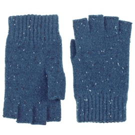 BYOS Unisex Winter Fall Soft Cable Fingers Free Fingerless Knit Gloves Stretchy, Speckled Teal Blue, One Size