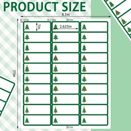 750 Pcs Christmas Address Labels 1 x 2.625 Inch Mailing Label Winter Foil Printable Gift Tags Compatible with Laser and Inkjet Printer(Green Tree)