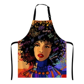 Wasach Beautiful young afro-american fashion model Apron,Adjustable Neck Bib Apron for Men Women,Suitable for Kitchen Cooking Waitress Chef Apron