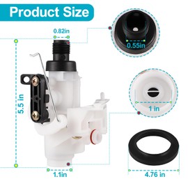 Premium 31705 RV toilet water valve kit, leak-proof and freeze-crack resistant RV toilet parts, compatible with Thetford All Aqua-Magic V High (31688, 31687, 31683).