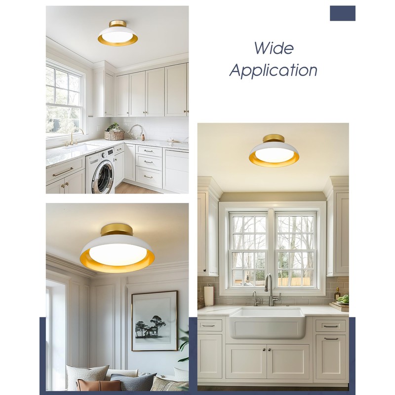 kudos White and Gold Ceiling Light Fixture 2 Pack, LED