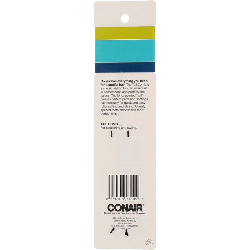 Conair Hard Rubber Tail Comb Pack Of 3