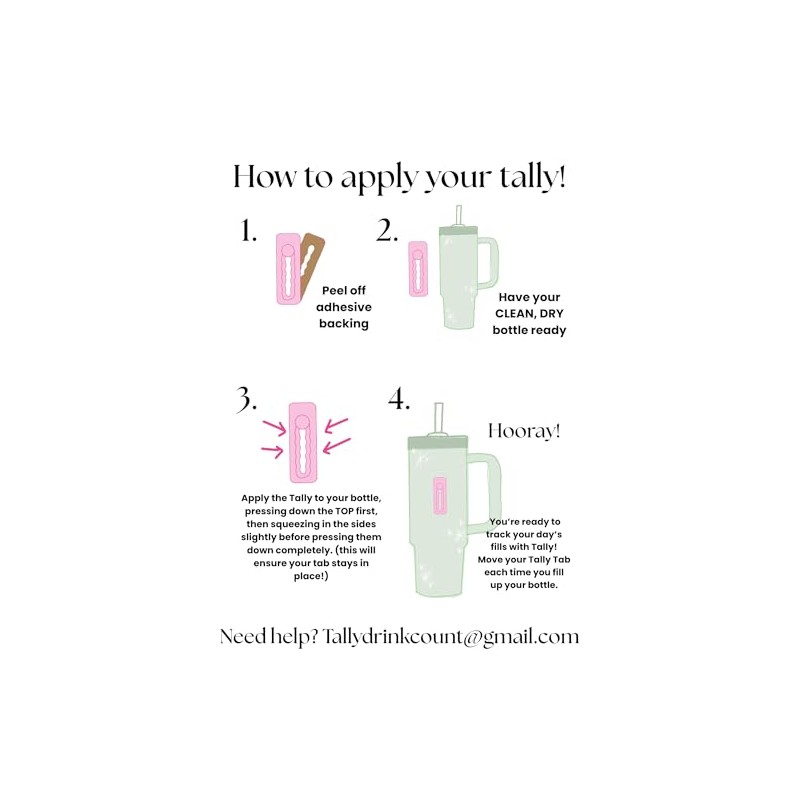 Tally Silicone Hydration Tracker Replacement (TABS ONLY), Multi-Color Water Bottle