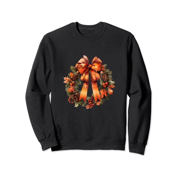 Autumn Bow Wreath Coquette, Fall Girly Coquette Design Sweatshirt