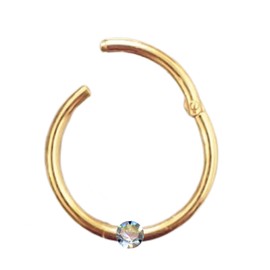 Generisch Piercing Clicker Ring Real 750 Yellow Gold with Real Diamond Intimate Helix Septum Conch Tragus Modern Diameter 10 mm 45071-10, Yellow Gold Yellow Gold 750 gold