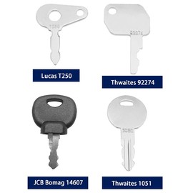 4PCS Master Plant Key Set for Heavy Construction Machinery - Compatible with Thwaites, Lucas T250, JCB/Bomag Excavators