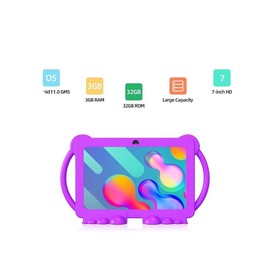 YOBANSE Kids Tablet, 7 Inch Tablet For Kids 3GB RAM 32GB ROM Android 11.0 Toddler Tablet With WiFi, GMS, Parental Control, Dual Camera, Shockproof Case, Educational, Games(Purple) - Color: Royal Blue