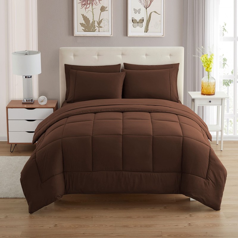 Sweet Home Collection 7 Piece Comforter Set Bag Solid Color