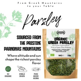 Apsogo Organic Greek Parsley - Dried Flat Leaf, Loose Cut Flakes, 100g