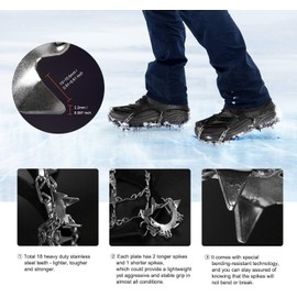 Unigear Crampons for Mountain Shoes, Shoe Claws, Ice Spikes, Snow Chain, Grödel and Spikes for Climbing, Mountaineering, Trekking, High Altitude, Winter, Outdoor