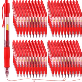 Jetec 250 Pcs Premium Gel Roller Pens Bulk, Fine Point 0.7 mm, Retractable Gel Ink Roller Ball Pens for Writing Journaling Taking Notes Office (Red)