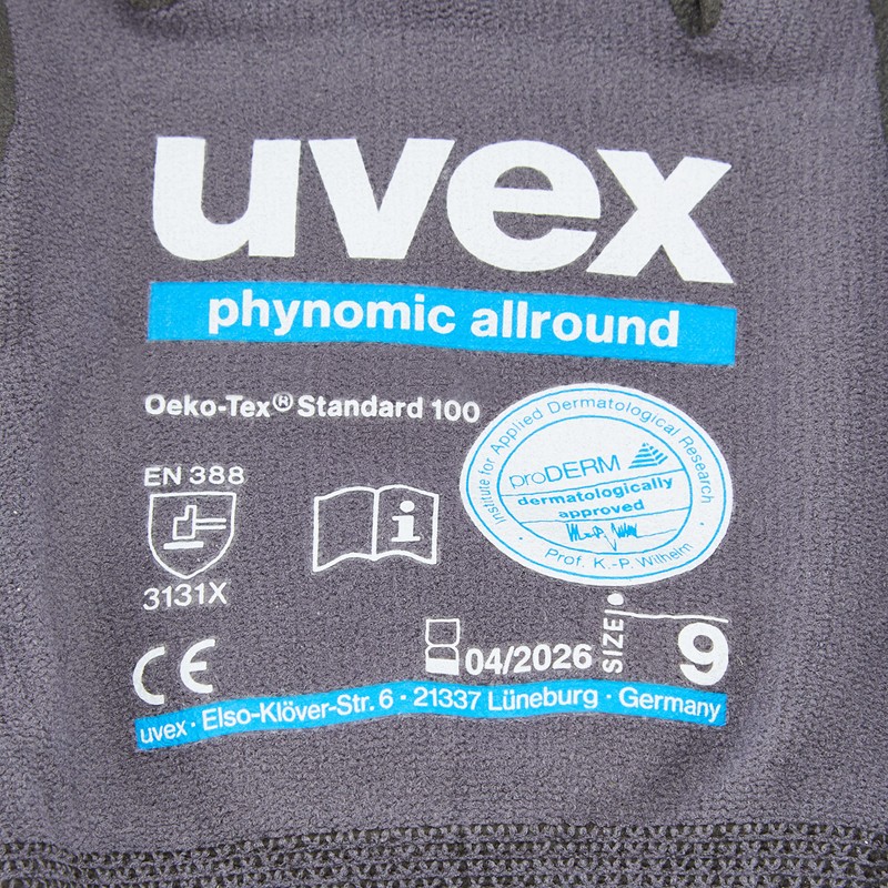 Uvex 600499 PHYNOMIC all-round glove, size 09, grey/black