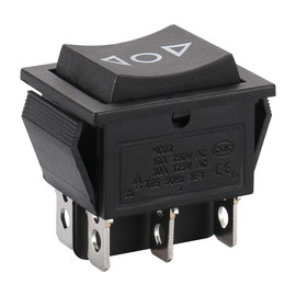 Baomain Momentary Rocker Switch 6 Pin DPDT Button On/Off/On AC 250V/10A 125V/15A Black Pack of 2