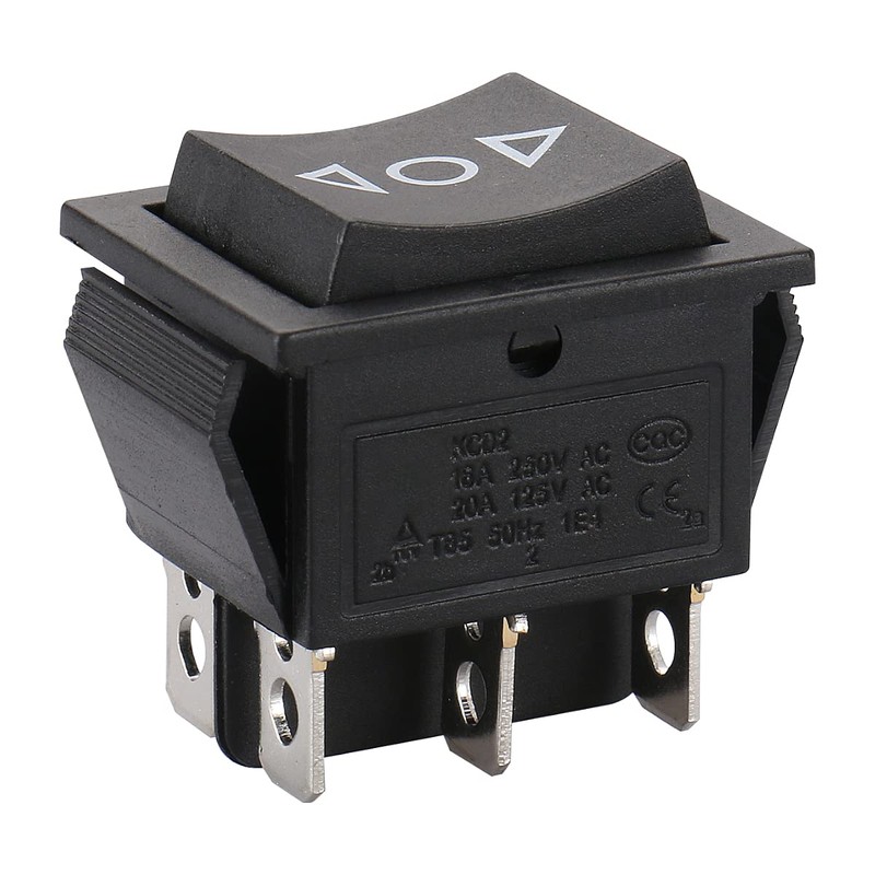 Baomain Momentary Rocker Switch 6 Pin DPDT Button On/Off/On AC