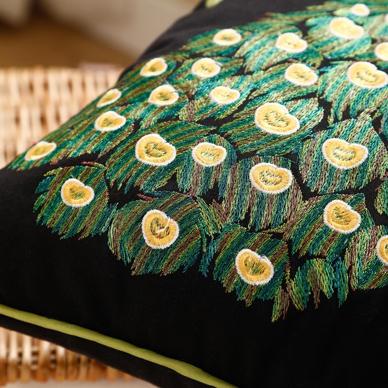 Holibeat Spring Embroidered Birds Tree Throw Pillow Covers Peacock Decorative
