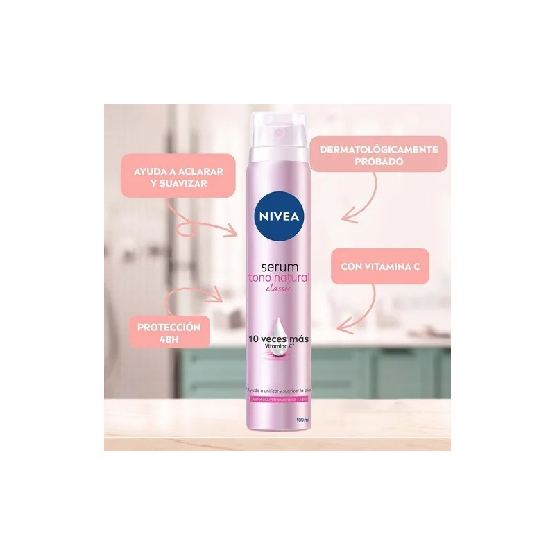 Desodorante Serum Tono Natural Classic Aerosol 100ml Nivea